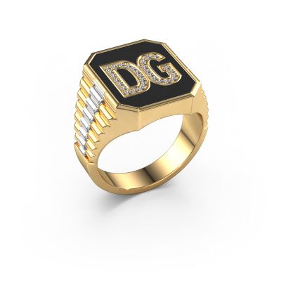 Rolex style ring Stephan 3 585 gold diamond 0.005 crt