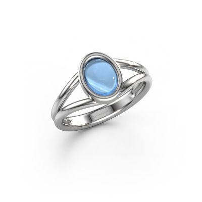 Bague Lieselotte 950 platine topaze bleue 9x7 mm
