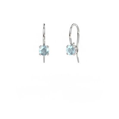 Pendants d'oreilles Cleo RND 585 or blanc aigue-marine 5 mm