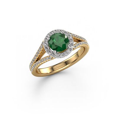 Engagement ring Verla rnd 2 585 gold emerald 6.5 mm