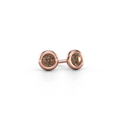 Clous d'oreilles Lieke RND 585 or rose diamant brun 0.50 crt