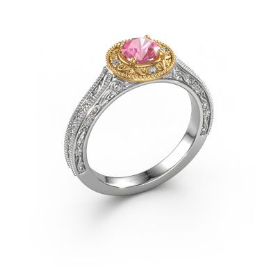 Verlobungsring Alice RND 585 Weißgold Pink Saphir 5 mm