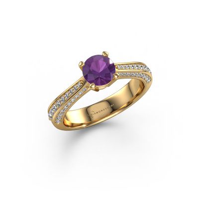 Bague de fiançailles Ruby rnd 585 or jaune améthyste 5.7 mm