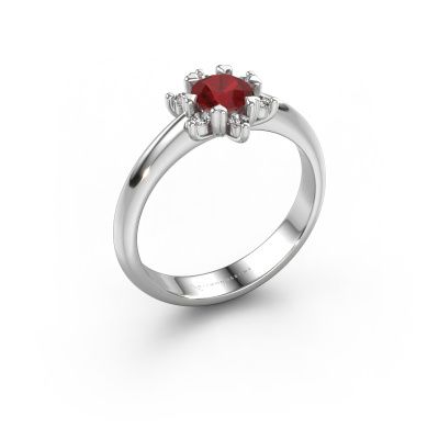 Ring Liesbeth 585 white gold ruby 5 mm