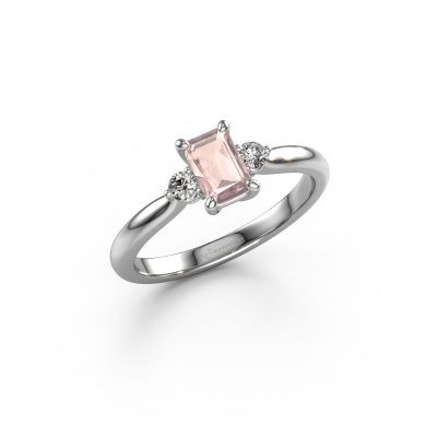 Engagement ring Lieselot EME 585 white gold morganite champagne 6x4 mm