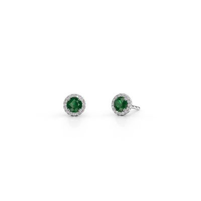 Earrings Seline rnd 950 platinum emerald 4 mm