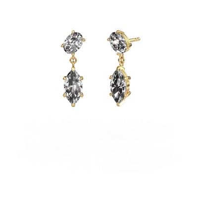 Pendants d'oreilles Toi et Moi OVL-MRQ 585 or jaune diamant 3.90 crt