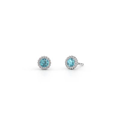 Boucles d'oreilles Queen 585 or blanc topaze bleue 4.2 mm