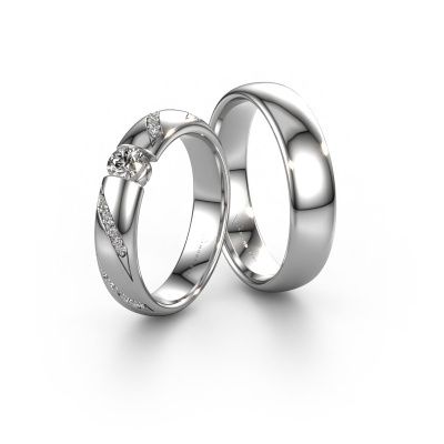 Alliances set WH2102LM34A ±4x1.7 mm 14 Carat or blanc diamant 0.25 crt