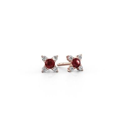 Boucles d'oreilles Nina 585 or rose rubis 3 mm