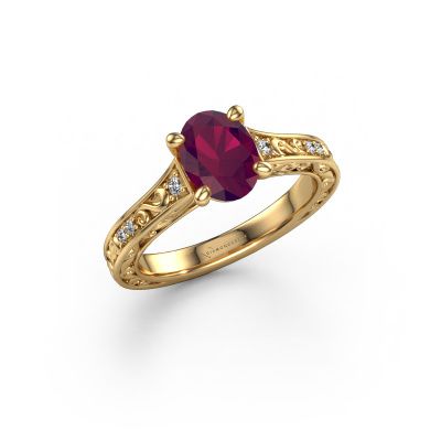 Verlobungsring Mallory ovl 585 Gold Rhodolit 8x6 mm