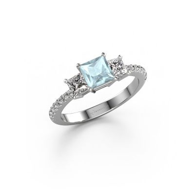 Verlovingsring Dorla 585 witgoud aquamarijn 5 mm