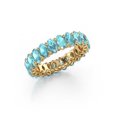 Stackable ring Heddy OVL 3x5 585 gold blue topaz 5x3 mm