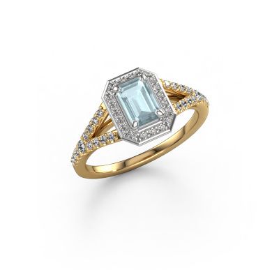 Engagement ring Pamela EME 585 gold aquamarine 6x4 mm