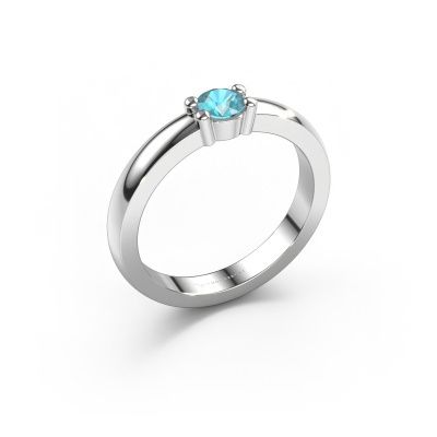 Bague Yasmin 1 585 or blanc topaze bleue 4 mm