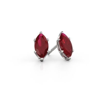 Stud earrings Sam MRQ 585 white gold ruby 10x5 mm