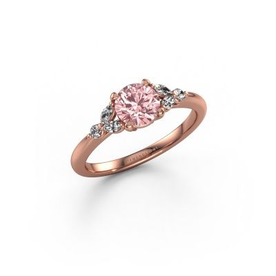 Engagement ring Megan RND 585 rose gold pink lab grown diamond 5.7 mm