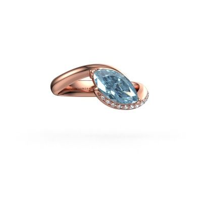 Verlobungsring Aida MRQ side 585 Roségold blauer Labordiamant 11x5.5 mm