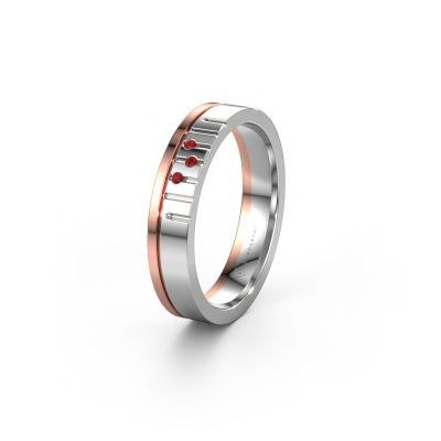 Bague d'amitié WH0332L14X 585 or blanc rubis ±4x1.5 mm