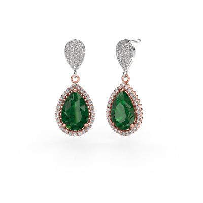 Pendants d'oreilles Tilly per 2 585 or rose emeraude 12x8 mm