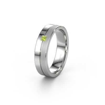 Wedding ring WH0201L15ASQPM 950 platinum peridot ±0.20x0.07 in