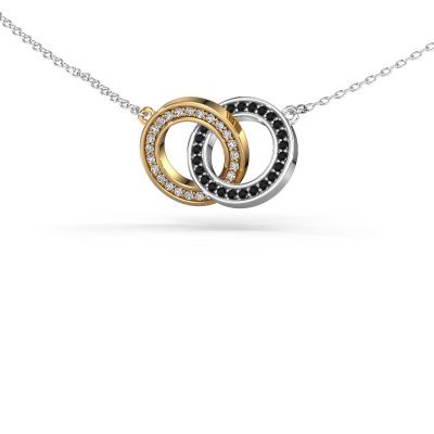 Necklace Circles 2 585 gold black diamond 0.275 crt
