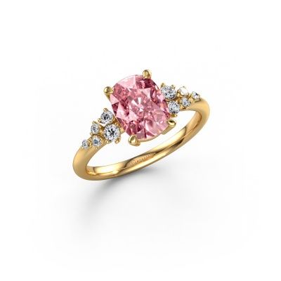 Engagement ring Royce CSH 585 gold pink lab grown diamond 8.7x6.6 mm