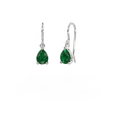 Drop earrings Laurie PER 1 950 platinum emerald 8x6 mm