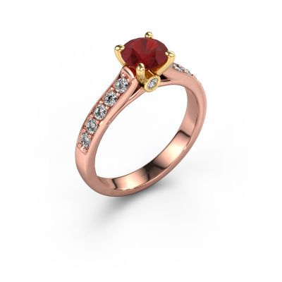 Engagement ring Valorie RND 2 585 rose gold ruby 6.5 mm