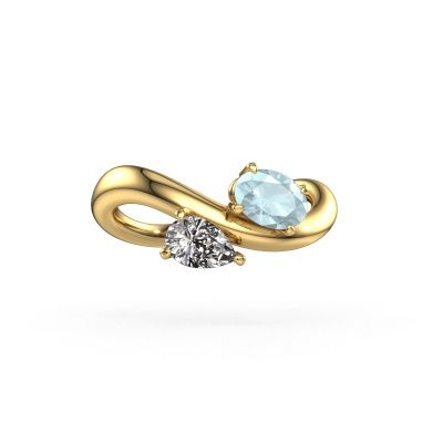 Engagement ring Chloe OVL-PER 585 gold aquamarine 6.5x4.5 mm