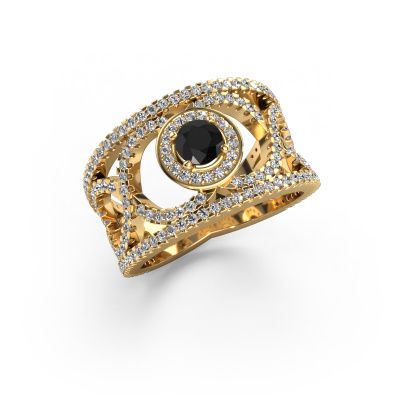 Bague Regina 585 or jaune diamant noir 1.31 crt