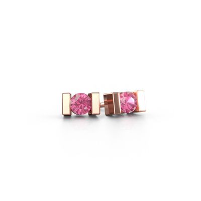 Clous d'oreilles Lieve 585 or rose saphir rose 3.7 mm