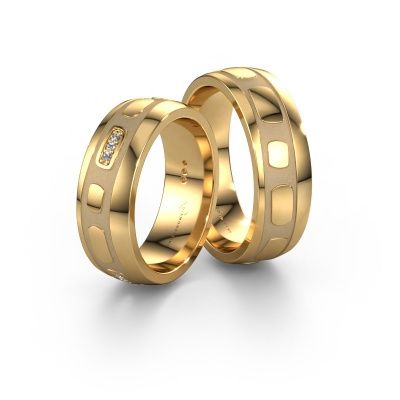Eheringe set WH2002LM27B ±7x2 mm 14 Karat Gold Diamant 0.008 crt