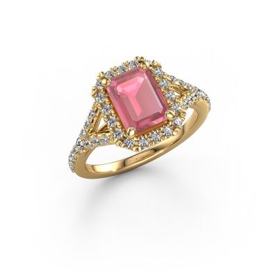 Engagement ring Kimber EME 585 gold tourmaline pink 8x6 mm