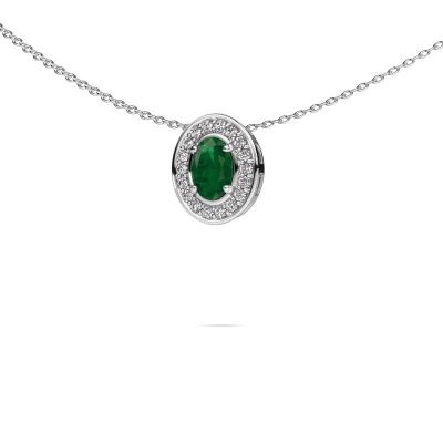 Necklace Madelon 585 white gold emerald 6x4 mm