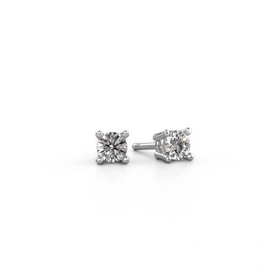 Clous d'oreilles Jannette 585 or blanc zircone 4 mm