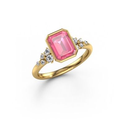 Engagement ring Aliyah EME 585 gold pink sapphire 8x6 mm
