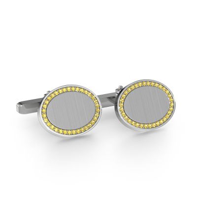 Cufflinks Richano 585 white gold yellow sapphire 1.2 mm