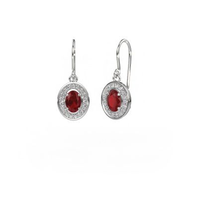 Drop earrings Layne 1 585 white gold ruby 6.5x4.5 mm