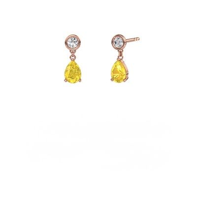 Pendants d'oreilles Lacey PER 585 or rose saphir jaune 7x5 mm