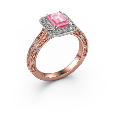 Engagement ring Alice EME 585 rose gold pink sapphire 7x5 mm