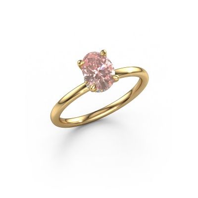 Engagement ring Crystal OVL 3 585 gold pink lab grown diamond 7,5x5,5 mm
