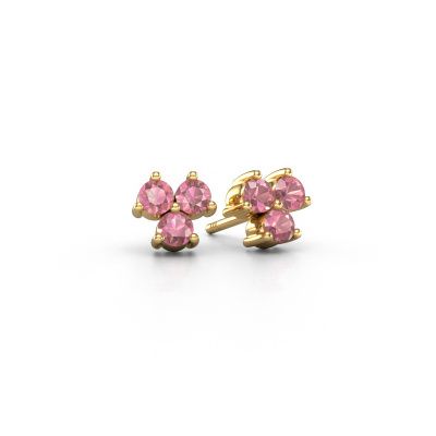 Stud earrings Shirlee 585 gold tourmaline pink 3 mm