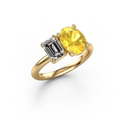 Engagement ring Toi et Moi OVL-EME 585 gold yellow sapphire 9x7 mm