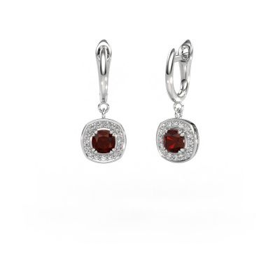 Drop earrings Marlotte 1 585 white gold garnet 5 mm
