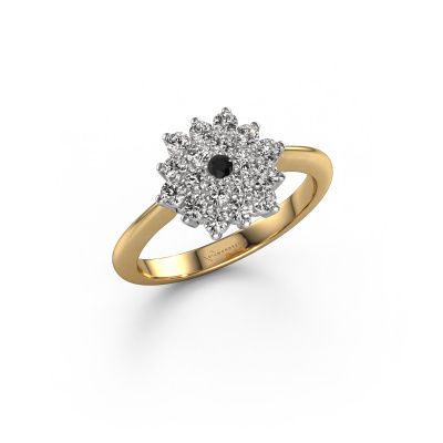 Bague de fiançailles Vickey 585 or jaune diamant noir 0.036 crt