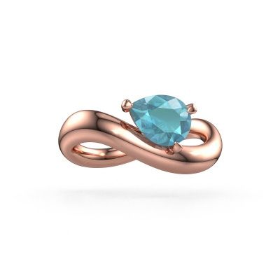 Verlovingsring Chloe PER 585 rosé goud blauw topaas 8x6 mm