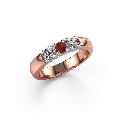 Ring Rianne 3 585 rose gold ruby 3.4 mm