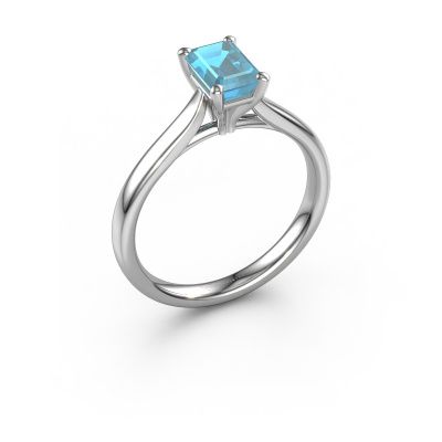 Engagement ring Mignon eme 1 585 white gold blue topaz 6.5x4.5 mm