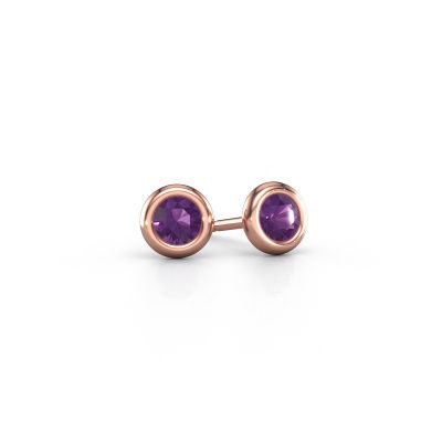 Stud earrings Lieke RND 585 rose gold amethyst 4 mm